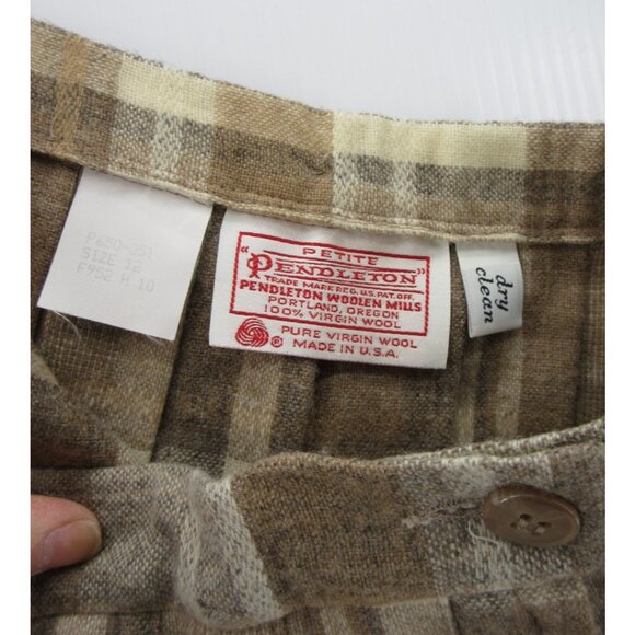 VINTAGE Pendleton Skirt 12 Petites Pleated Wool A-Line Plaid 70s 80s - Picture 6 of 7